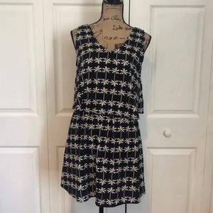 Navy blue two tier palm tree dress